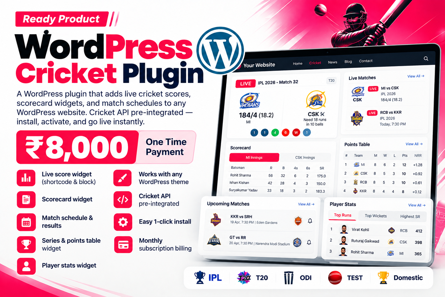 WordPress Cricket Plugin for Live Scores and Widgets